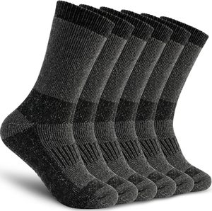 Calcetines de Senderismo para Hombre, de Lana Merino, Térmicos, para Invierno, Antibacterianos, Acolchados, Tejidos, para Actividades al Aire Libre, 5 Pares - Product Image 1