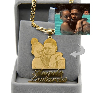 <b>Cross</b>-border Personalized Photo-Engraved Stainless Steel Face Portrait Pendant Necklace Custom Name Creative Photo Necklace - Product Image 5