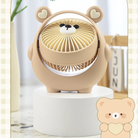 CITICITY Nouveau ventilateur portable rechargeable en plastique en forme d'ours mignon pour usage extérieur, domestique, camping-car et voiture