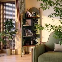 Meuble d'angle modulaire en bois de frêne massif de style rétro français, bibliothèque triangulaire à 4 étagères, meuble de salon antique