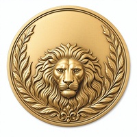 Étiquette de parfum personnalisée en métal rond gravé, plaqué or, avec médaillon tête de lion en relief, autocollant décoratif pour la décoration de bouteille