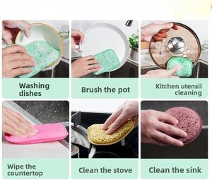 ฟองน้ำสาหร่ายทะเลแบบมีรูพรุน ผลิตภัณฑ์ใหม่ ฟองน้ำทำความสะอาดครัวแบบสองด้าน สองประสิทธิภาพ ฟองน้ำขอบอัดแน่น - Product Image 3