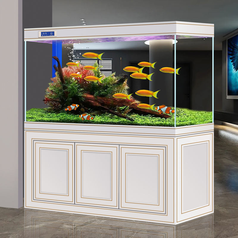 Large Glass Fish Tank With Base Cabinet & Vertical Door - Oem