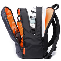 Tas Ransel Laptop Bisnis Anti Air dengan Kompartemen, Penutup Ritsleting USB, Bahan Nylon, Lapisan Poliester, Gaya ENGLAND, Unisex, Kapasitas 24L