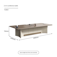 Combinaison table et chaises de conférence moderne et légère de luxe avec pieds en bois massif en acier inoxydable Mobilier de bureau 24 places