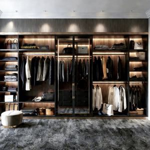 Ensemble d'armoires de rangement pour vêtements personnalisables Porte en verre personnalisée avec éclairage LED Armoire pour la décoration de la maison - Product Image 1