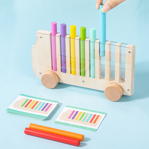 Jeu de tirage en bois Montessori classique pour la reconnaissance des couleurs, avec fonction d'entraînement des compétences fines pour enfants - Product Image 4