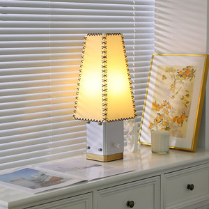 Desk Lamp With Handmade Parchment Shade LED <b>Light</b> Source 220V <b>Switch</b> Control For Living Room Bedroom Bedside Use - Product Image 5