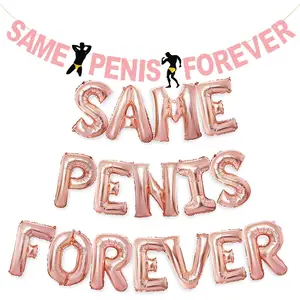 Rose Gold 16" Letter Balloons Same Penis Forever Bachelorette Party With Hanging String Bridal Shower Hen Party Supplies