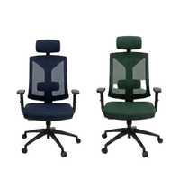 Chaise de bureau exécutive moderne en cuir PU, dossier en maille, appui-tête et accoudoirs réglables, base pivotante à roulettes, siège ergonomique pour bureau à domicile