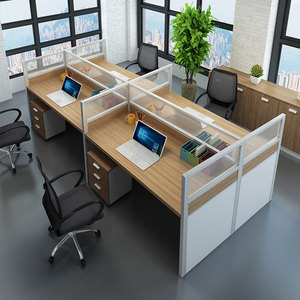 4 chỗ ngồi văn phòng Bảng đồ nội thất hiện đại Tủ 4 người văn phòng phân vùng Máy Trạm - Product Image 3