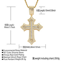 BESDZ0354 Pendentif carré en laiton de style européen et américain, hip-hop, avec zircon mélangé, cordon personnalisé, accessoires pour hommes