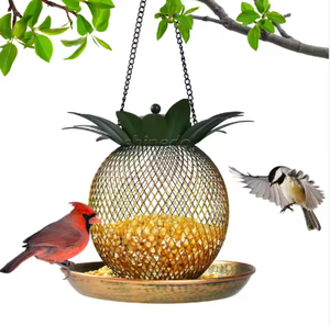 Dứa hình dạng sắt chim trung chuyển Chim Sẻ Vẹt Chim bồ câu thức ăn <span class=keywords><strong>container</strong></span> Vòng kim loại treo chim trung chuyển - Product Image 1