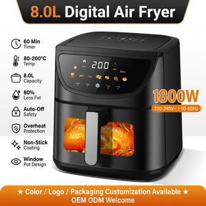 <span class=keywords><strong>Freidora</strong></span> de Aire Digital Eléctrica sin Aceite con Control Táctil y Logotipo Personalizado, 1800W, Horno de 400F, Gran Capacidad de 8 Litros - Product Image 2