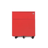 Armoire de classement mobile compacte à deux tiroirs en acier verrouillable avec roulettes pour petit bureau, coworking, usage domestique, unité de rangement sécurisée