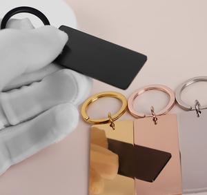 Hình chữ nhật Bạc tăng vàng đen Keyring tùy chỉnh khoảng trống khắc biểu tượng Dải thanh tự làm thép không gỉ kim loại gương đánh bóng Keychain - Product Image 6