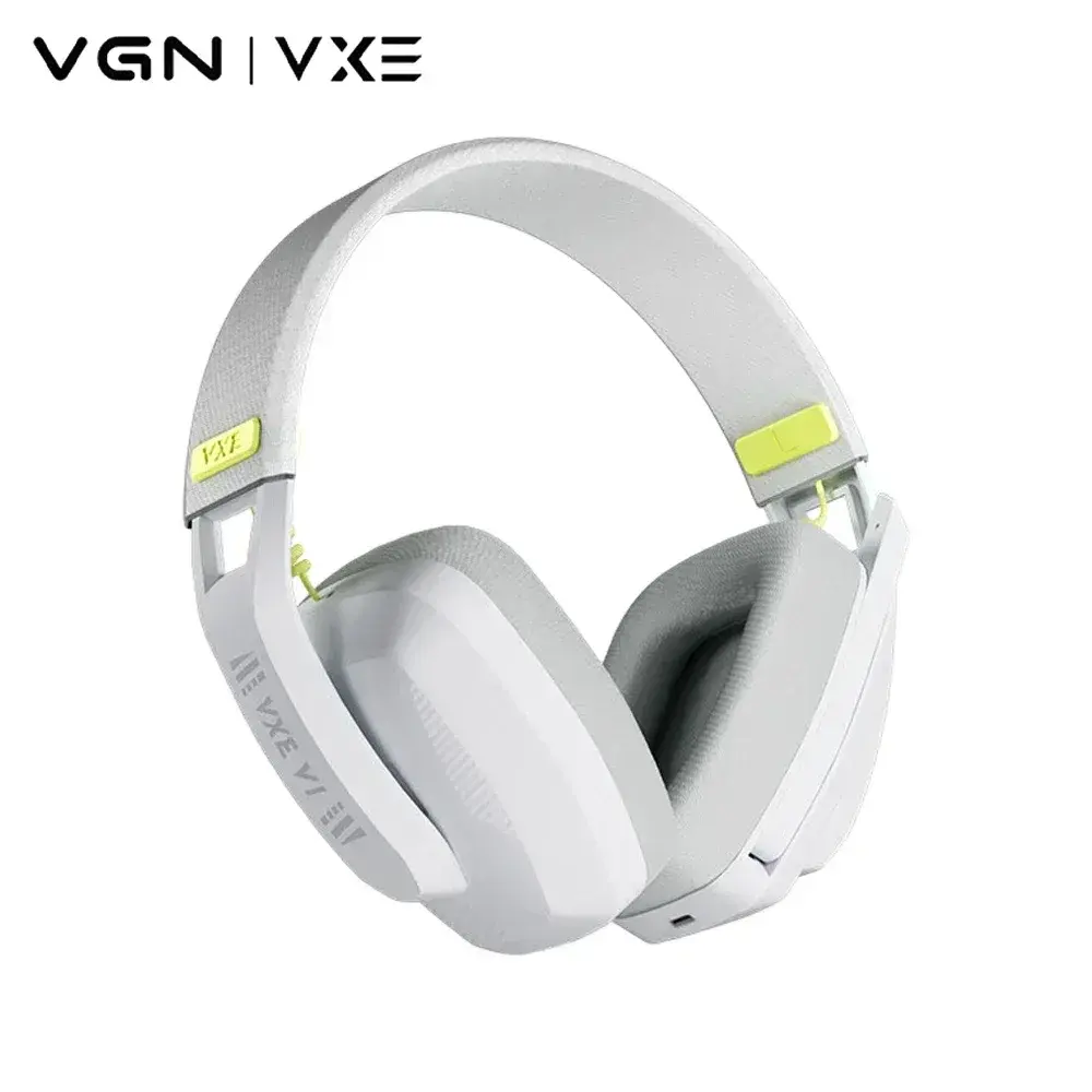 VGN Siren V1 Tri-Mode Wireless Gaming Headset, 2.4GHz/Bluetooth 5.3/3.5mm Wired, 200g Lightweight, 40mm Drivers, ENC Mic, 98H Battery, Low Latency for PC, PS5, PS4, Switch, Mobile - White/Black / سماعة ألعاب VGN Siren V1 ثلاثية الوضع لاسلكية، 2.4 جيجاهرتز/بلوتوث 5.3/سلكي 3.5 ملم، خفيفة الوزن 200 جرام، مشغلات 40 ملم، ميكروفون ENC، بطارية 98 ساعة، زمن استجابة منخفض لأجهزة الكمبيوتر و PS5 و PS4 و Switch والجوال - أبيض/أسود