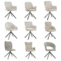 Fauteuil de salon de style nordique avec pieds en métal pivotant, moderne, rembourré, chaise de salle à manger
