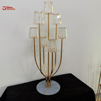 Décor d'événements personnalisé en usine, centres de table de mariage uniques, bougeoirs en métal doré avec supports de bougies chauffe-plat en cristal