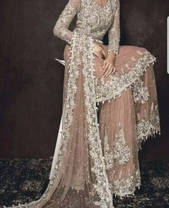 Impresionante ATIYA LIBAS indio/paquistaní largo Kameez acampanado Plazzo para fiesta de boda desgaste tela de gasa bordado pesado alto - Product Image 2