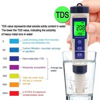 5 en 1 PH température TDS EC compteur de salinité rétro-éclairage numérique étanche qualité de l'eau PH testeur pour piscines eau potable