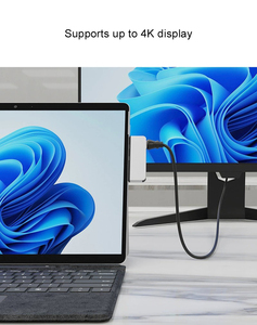 Hub multifunción USB de 4 puertos 3,0, carcasa de aleación de aluminio, estación de acoplamiento plateada, Hub tipo C para Microsoft <span class=keywords><strong>Surface</strong></span> <span class=keywords><strong>Pro</strong></span> <span class=keywords><strong>8</strong></span>/9 Stock - Product Image 5