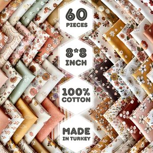 Vintage Floral <b>Patchwork</b> Cotton Fabric Set 100 Percent Cotton Pre Cut Squares With Eco Digital Printing - Product Image 3