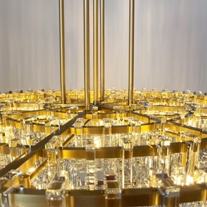 Copper <b>Modern</b> Art Restaurant Bar Kitchens Island Atmosphere Lamp Creative Irregular Strip Shaped Metal Chandelier <b>Ceiling</b> <b>Light</b> - Product Image 4