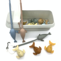 Mainan mandi memancing bayi silikon, Set permainan memancing mengambang untuk anak-anak & balita, tongkat pancing mainan