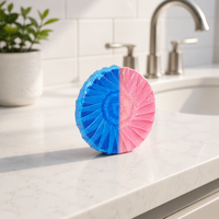 Bloc Nettoyant WC Solide Jetable Trois Couleurs Trois Effets, Nettoyage en une seule passe, 60 Jours, Parfum Rose, Élimination des Taches 50%-80%