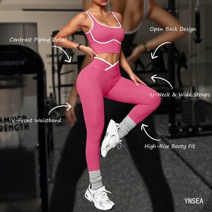 YNSEA <span class=keywords><strong>Set</strong></span> Sportivo Personalizzato a 2 Pezzi, Top Canotta e Leggings Color Block, Abbigliamento Sportivo Modellante per Palestra - Product Image 2