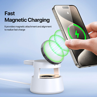 Station de recharge sans fil 5 en 1 avec haut-parleur Bluetooth, veilleuse, support de charge rapide, chargeur de bureau multifonction