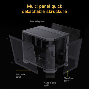 Boîtier PC MATX Lovingcool avec 3 panneaux en verre trempé, design panoramique, flux d'air élevé pour <span class=keywords><strong>système</strong></span> de jeu, intégrateur, commande en gros - Product Image 6