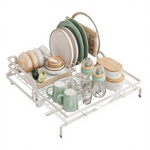 Kitchen Dish <b>Rack</b> White Single Tier Metal Drying Holder Multifunctional Drainer Organizer for Bowl <b>Plate</b> Cup - Product Image 6