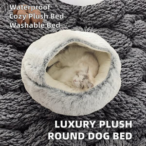 Cama de lujo de piel sintética de lana semicerrada para mascotas, nido de perro de dibujos animados de estilo floral, cama interior cálida lavable a precio de fábrica - Product Image 4