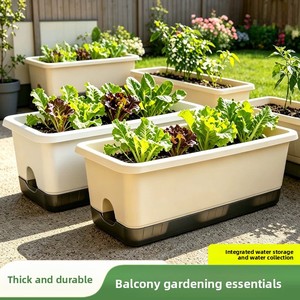 Jardinière rectangulaire auto-arrosante en résine épaissie pour balcon et rebord de fenêtre, idéale pour les grossistes et les détaillants - Product Image 1
