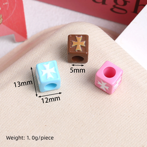 Colored <b>Baking</b> Paint Acrylic Cross square <b>Beads</b> Scattered <b>Beads</b> DIY Jewelry Accessories Keychain Bracelet <b>Bead</b> Material - Product Image 6