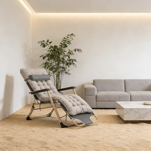 Sedia da Spiaggia Pieghevole a Gravità Zero, Sdraio Reclinabile Regolabile con Cuscino Spesso, Telaio in Metallo Resistente per Esterni - Product Image 3