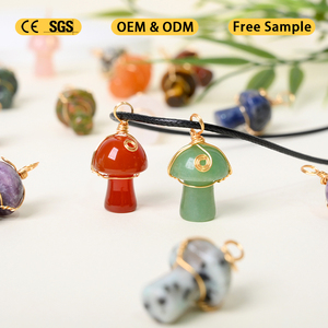 Wholesale Hand Made Crystal Mushroom Pendant Necklace Fashion Jewelry <b>Wire</b> Wrap Mushroom Pendant - Product Image 4