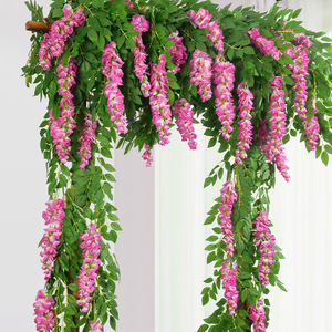 Fausse guirlande de glycine artificielle décorative, plante verte suspendue en soie plastique pour plafond, style rustique naturel - Product Image 4