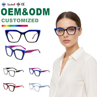 2025 nueva moda hecha a mano única mujer ojo de gato marcos de anteojos cuadrados acetato gafas ópticas logotipo personalizado