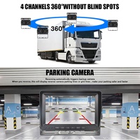 Écran LCD 7 pouces pour voiture et bus, moniteur 360 degrés, caméra étanche IP69K pour système de sécurité de camion, détection d'angle mort par IA