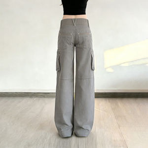 Jeans Cargo de Tiro Bajo Estilo Y2K para Mujer |   Pantalones Vaqueros Holgados de Estilo Urbano Vintage con Múltiples Bolsillos - Product Image 3