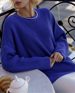 Herbst Winter Damen Strickpullover Fischermans-Rippstrick Rundhals Drop-Shoulder Weite Ärmel Grober Gemütlicher Weicher Strickpullover - Product Image 6