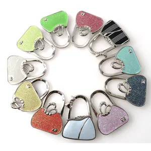 Multi Color Bag Shape Table Bag Hanger Fashion Bulk Custom Logo Lady HandBag Hook For Desk