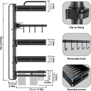 מתארחים תבלינים 180 מתארחים ארון בגדים פינת ישיבה מתלה עם ווים - Product Image 3