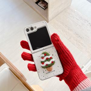 شجرة عيد الميلاد ثلاثية الأبعاد لسامسونج جالاكسي Zflip 6 مع سوار المعصم غطاء جلدي واقي الوجه لـ OPPO شاومي هاواوي - Product Image 5