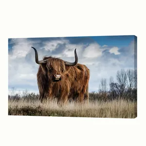 Цифровая печать на холсте с изображением животных highland cow