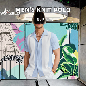 Hommes Sexy à manches courtes boutonné tricoté pour les polos affaires décontracté Cardigan tricots solide motif anti-boulochage conception - Product Image 3