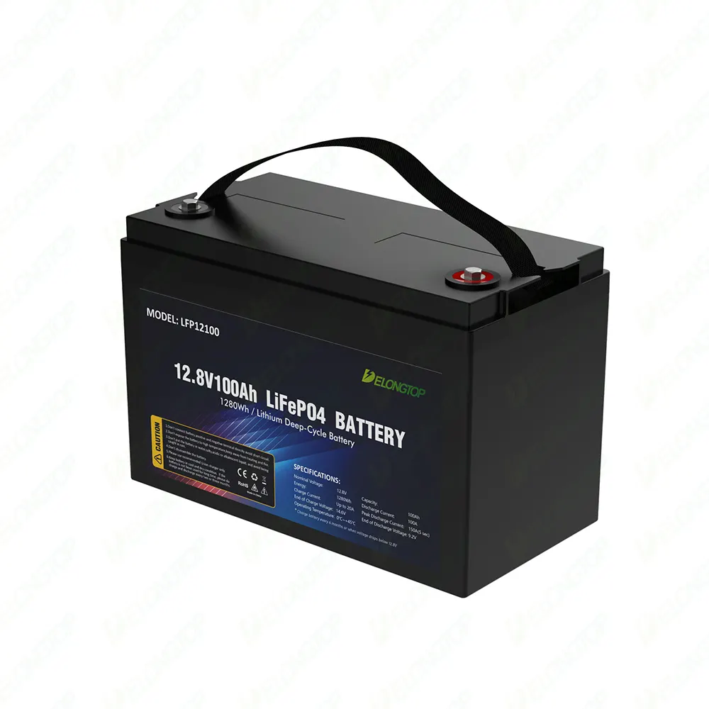 Baterai Lithium Besi Fosfat Grade A 12V 100AH LiFePO4 Paket Baterai Built In BMS untuk Sistem Penyimpanan Energi Surya/RV/ Marine